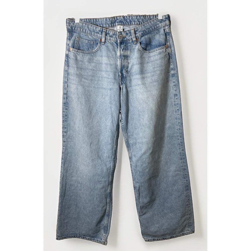HM & Denim Baggy Wide Leg Loose Fit Button Fly Jeans Women's Size 8 Retro Grunge